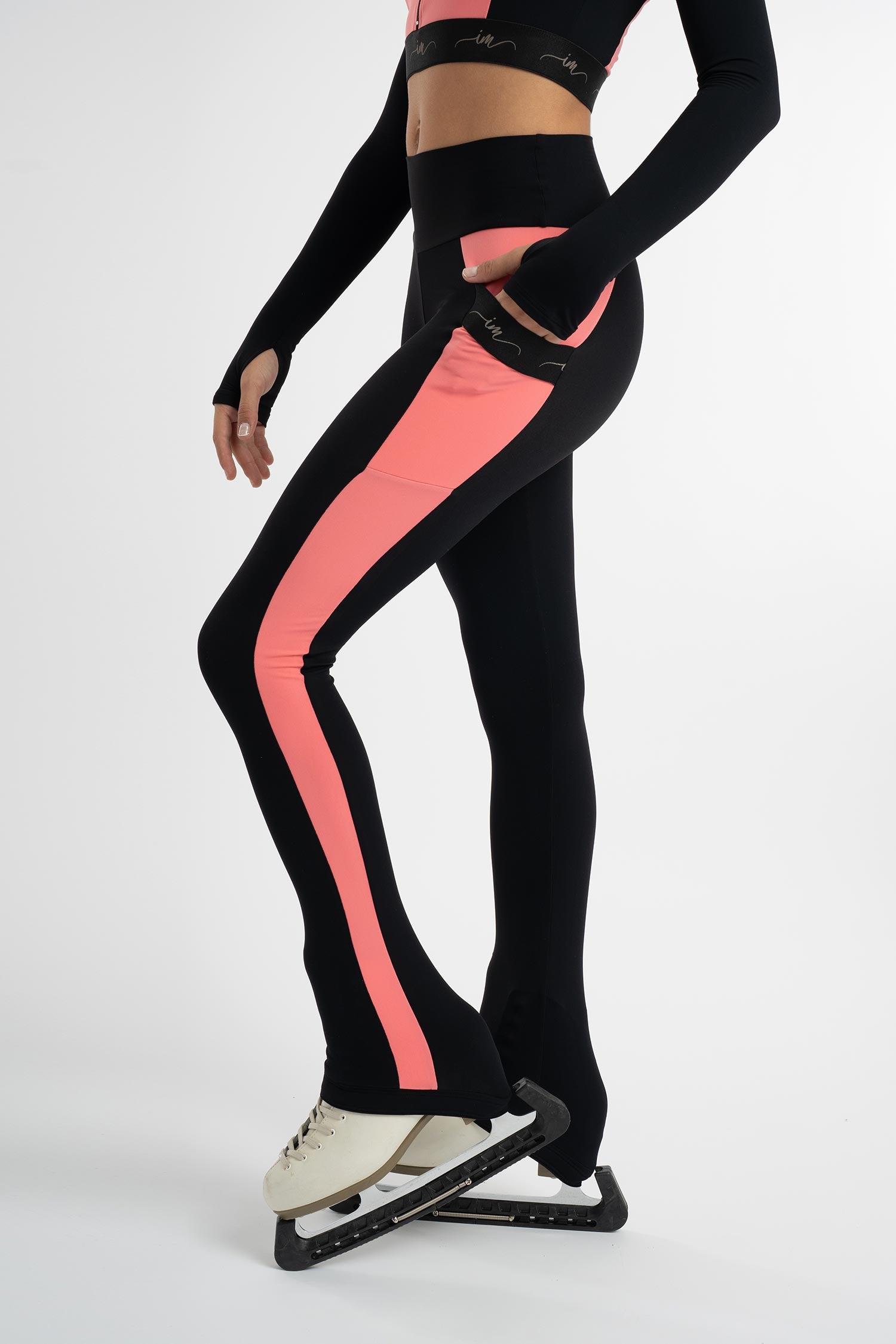 Legging bi-color noir et corail intermezzo 5529