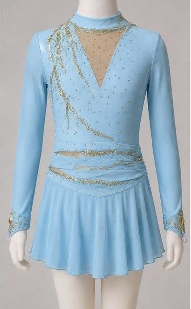 Robe de compétition bleu taille 9/10 ans fait main